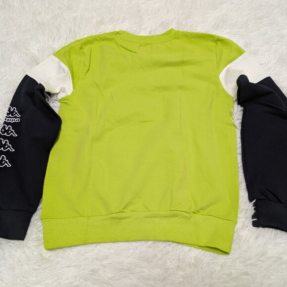 Kappa Unisex Crew Neck Lime Yellow Pullover Loopknit with logo Sweatshirt NWOT - Picture 5 of 8